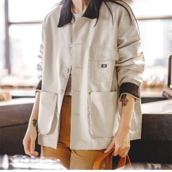 马登 女装 美式复古拼接工装外套