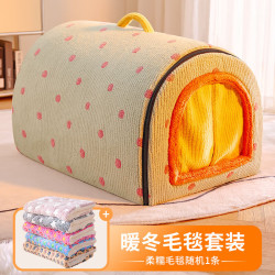KimPets 宠物加热猫窝冬季保暖猫咪封闭式安全感猫房子可拆洗狗窝四季通用 粉
