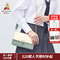 移动端、京东百亿补贴：稻草人 包包女包新款时尚四叶草单肩包百搭斜挎包 白配绿