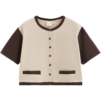 MOUSSY/摩西 复古撞色 女士短袖T恤 013象牙色