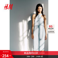 H&M 女装连衣裙2026夏季新款垂褶汗布气质时尚改良礼服裙1334171 浅灰绿松石色 M 165/96