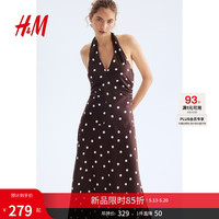 H&M 夏季新款女装垂褶露背连衣裙 1331199