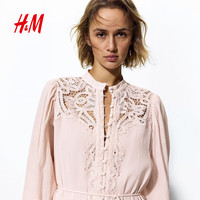  H&M 蕾丝装饰 女士连衣裙 浅粉色 S 160/88