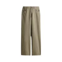 H&M 1335256 高腰斜纹布直筒长裤 卡其绿 34