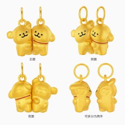 潮宏基 磁吸线条小狗足金吊坠