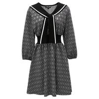 VERO MODA 海军领格纹松紧腰连衣裙