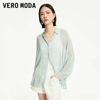 VERO MODA 奥莱衬衫女夏季新款肌理条纹浪漫宽松透视上衣外搭流行