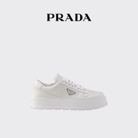 PRADA 普拉达 男士金属徽标牛皮革运动鞋 白色 40.5