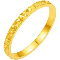 周六福 黄金戒指女款碎碎冰车花亮面指环 计价 1.99g 13号