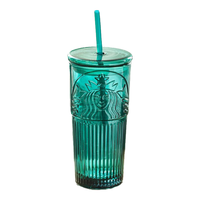 STARBUCKS 星巴克 杯子550ml墨绿色女神款玻璃杯夏季ins风大容量吸管杯