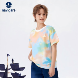 navigare 男童短袖T恤 黄蓝扎染 130cm