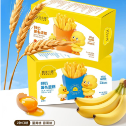 功夫小鸭 薯条蛋糕香蕉蛋黄味宝宝儿童小零食辅食独立包装软糯125g