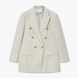 LILY 女士全绵羊毛双排扣休闲小西装外套