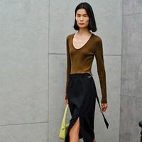 恩裳 女士假两件针梭拼撞色羊毛连衣裙