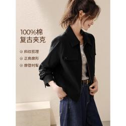 沫晗依美 衬衫休闲廓形感短外套春秋款