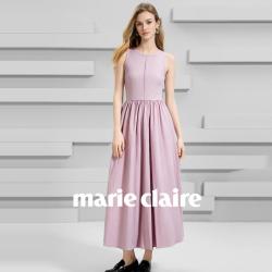 Marie Claire 白色无袖长款连衣裙女春夏高级感显瘦打底休闲气质优雅a字裙