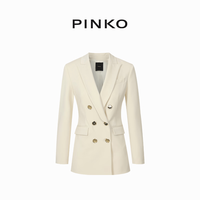 PINKO【520】女士通勤简约收腰翻领垫肩双排纽扣西装 Z99 40
