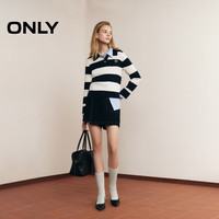 ONLY 含羊毛 女士针织衫 H32深蓝白条纹 2XL