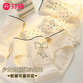 芬腾 100%棉 10A抗菌 M码 5色各2条共10条 女士内裤