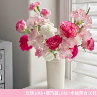 京东鲜花 18.8元 京东鲜花 玫瑰康乃馨六初花混合鲜切花 10枝+10枝+10枝