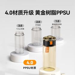 京东京造 水杯 运动大容量儿童吸管杯 PPSU黄金树脂550mL