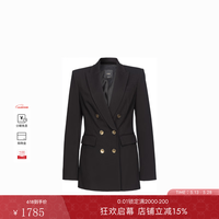 PINKO 女士通勤简约收腰翻领垫肩双排纽扣西装 Z99 40