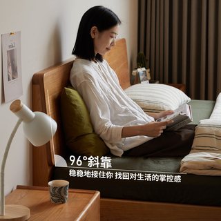 源氏木语 实木床 樱桃木 中古风齐边双人床