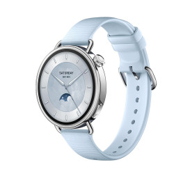小米 Watch S4 智能手表 蓝牙版 41mm 银色不锈钢表壳 蓝色氟橡胶表带
