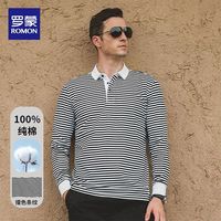 罗蒙 100%棉色织长袖POLO衫 男士