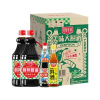 厨邦 经典系列调料套装 特级生抽酱油1.5kg*2+蚝油490g+料酒500ml