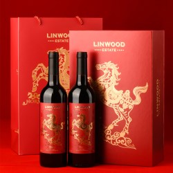 天鹅庄 西拉 干红葡萄酒 马年生肖 750ml*2瓶 礼盒装