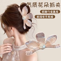 歌米诺 仿珍珠抓夹 气质油画咖色花朵 约10.5cm 发夹