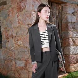 三彩 春夏款西装外套长袖短款宽松上衣通勤大码高级感