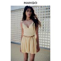 限尺码：MANGO 女装连衣裙2025夏装吊带A字短款褶皱花苞连衣裙