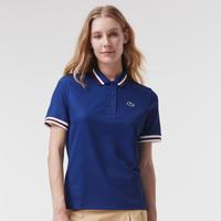 LACOSTE 法国鳄鱼女装春夏时尚拼色修身短袖T恤Polo衫女士时尚潮流