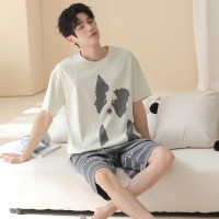雅鹿 男士睡衣套装 纯棉短袖+短裤家居服 100%新疆棉 11款任选