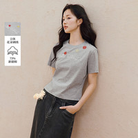INMAN/茵曼 刺绣 女士短袖T恤