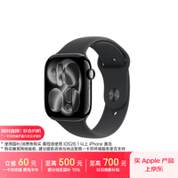 Apple Watch Series 11 智能手表 GPS版 42mm 亮黑色铝金属表壳 黑色运动型表带 M/L