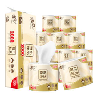 百亿补贴：清风 原木纯品有芯卷纸2000克有芯清风原木有芯卷纸纯品200g卷筒纸厕所卫生纸擦手纸