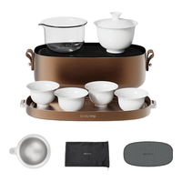 ZENS哲品 纯钛茶漏 陶瓷盖碗茶杯 沙漠金色 整套茶具