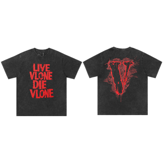 VLONE VLTE26007 美式复古泼墨做旧 黑白 XL 男士T恤