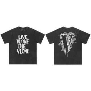 VLONE VLTE26007 美式复古泼墨做旧 黑白 XL 男士T恤