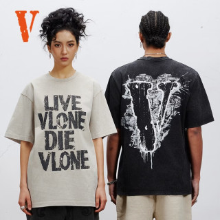 VLONE VLTE26007 美式复古泼墨印花 米黑 L 短袖T恤