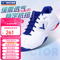 VICTOR 专业羽毛球鞋男女训练比赛运动鞋宽楦减震透气防滑耐磨9200td P9200TD-AB/白蓝 38=240mm