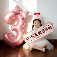 寻年味 小女孩生日布置场景装饰 女童数字气球 儿童6岁快乐拍照道具