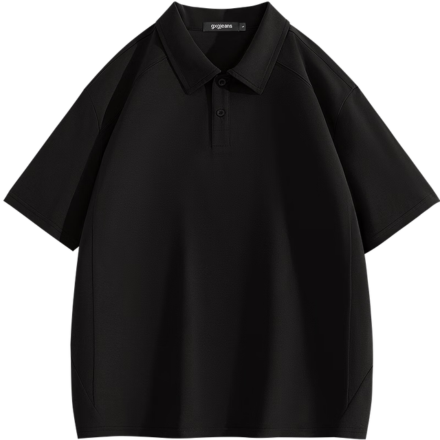 gxgjeans 26夏新品 美式简约通勤翻领短袖Polo衫 黑色