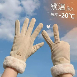 兰怜 手套 女士冬天加绒加厚新款 学生可爱百搭骑行防寒开电动车冬季保暖
