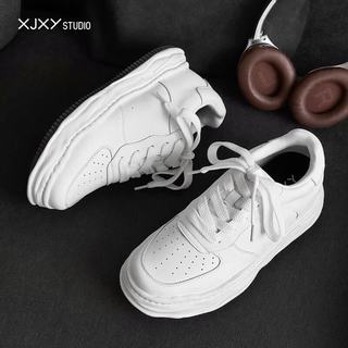 XJXY 隐形内增高 厚底透气板鞋 白色 35码