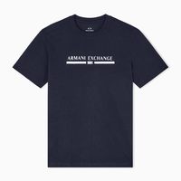 Armani Exchange 男式中心文字标志 T 恤, 深海军蓝