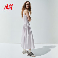 H&M 1308599 缩褶泡泡纱修身无袖连衣裙 浅紫色 M